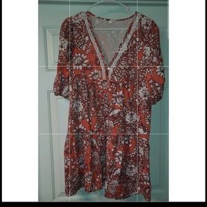Floral boho tunic dress medium to large flowy
